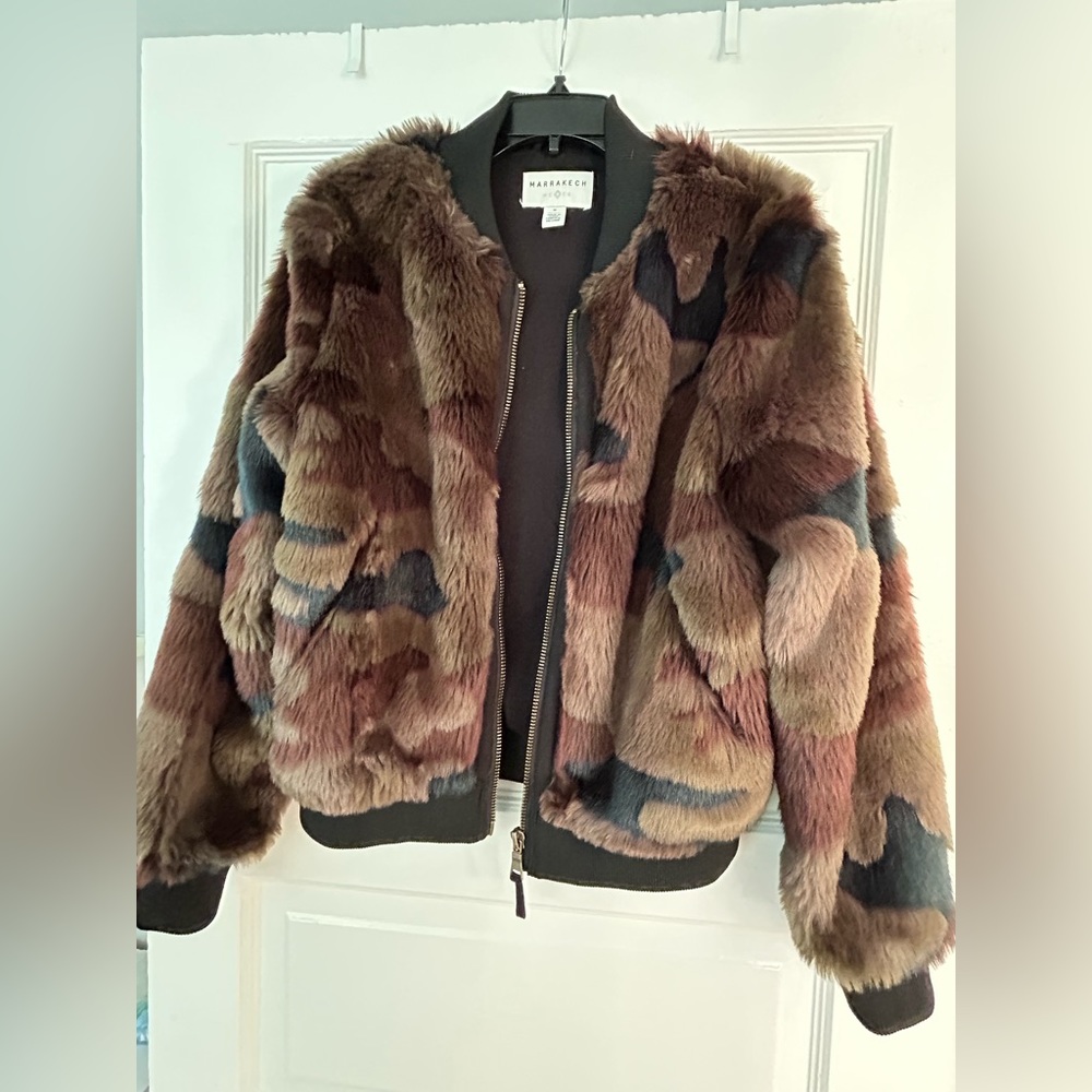 Anthropologie Furry Bomber Jacket